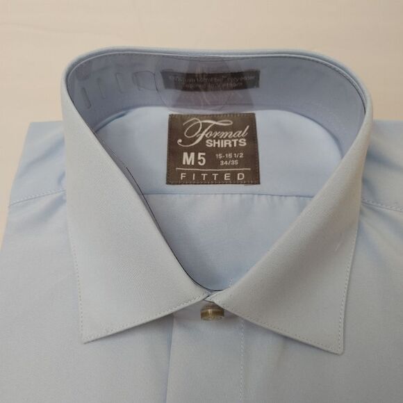 MEN'S SLIM FIT MICROFIBER TUXEDO SHIRT. LIGHT BLUE. - Picture 2 of 5